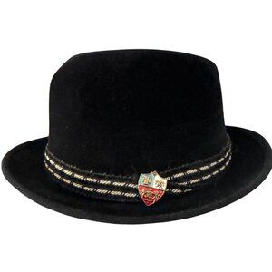 Vintage Black Alexander Customized Fedora Hat W/ Shield Pin & Original Dobbs Fif